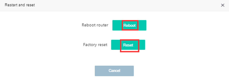 How to restart or reset the router
